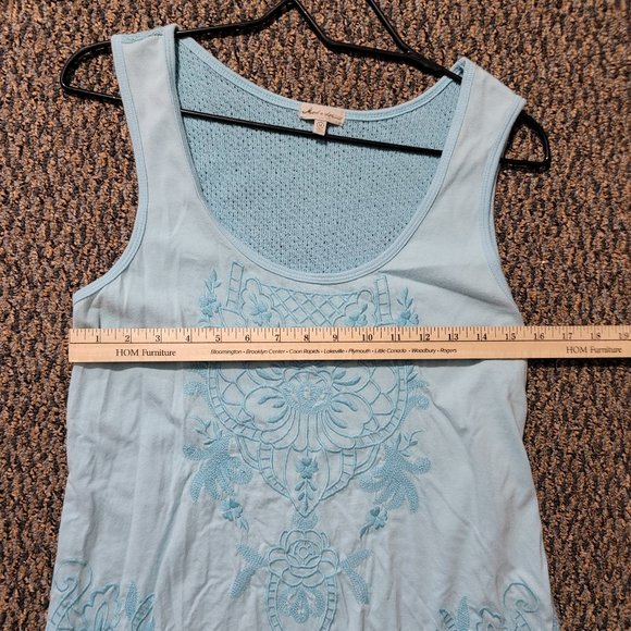 Gorgeous Mododoc Los Angeles Aqua Blue Embroidered Tank Top Size Medium - Picture 11 of 12